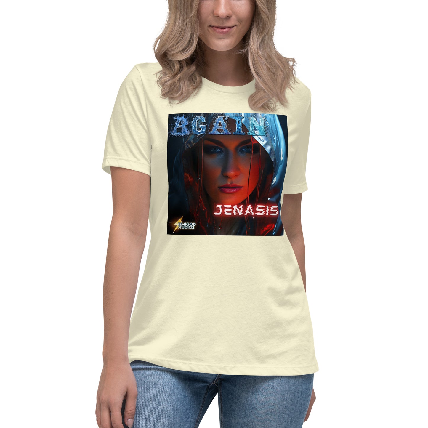 Jenasis 'Again' Album Tee with Gold Dripping Heart: A Fusion of Style and Comfort