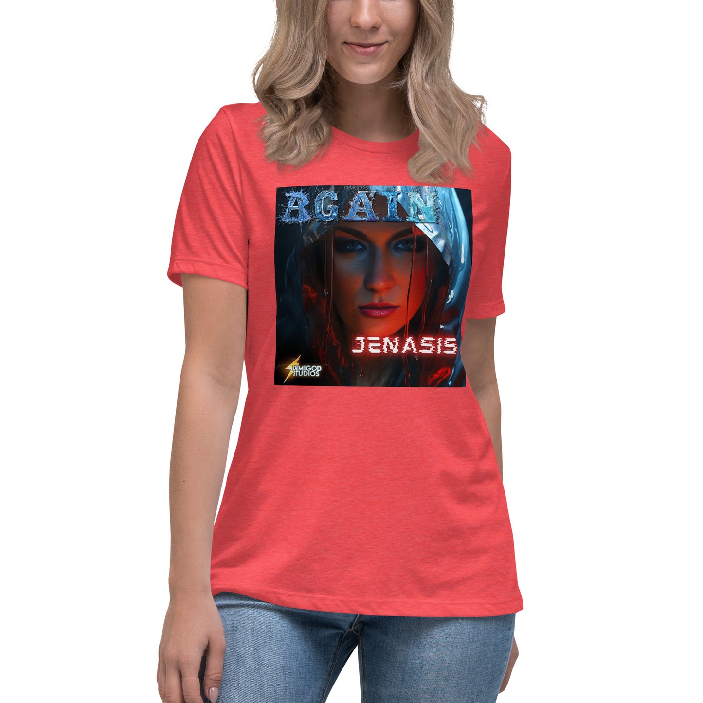 Jenasis 'Again' Album Tee with Gold Dripping Heart: A Fusion of Style and Comfort